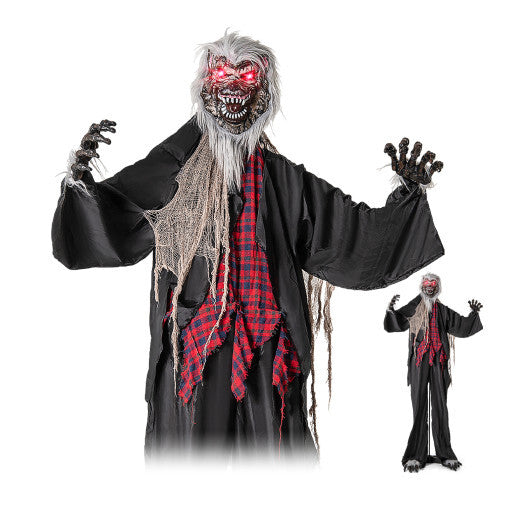 8.2 FT Standing Animatronic Werewolf with Howling Sounds  Red Flashing Eyes and Poseable Arms W2B