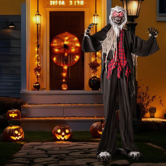8.2 FT Standing Animatronic Werewolf with Howling Sounds  Red Flashing Eyes and Poseable Arms W2B