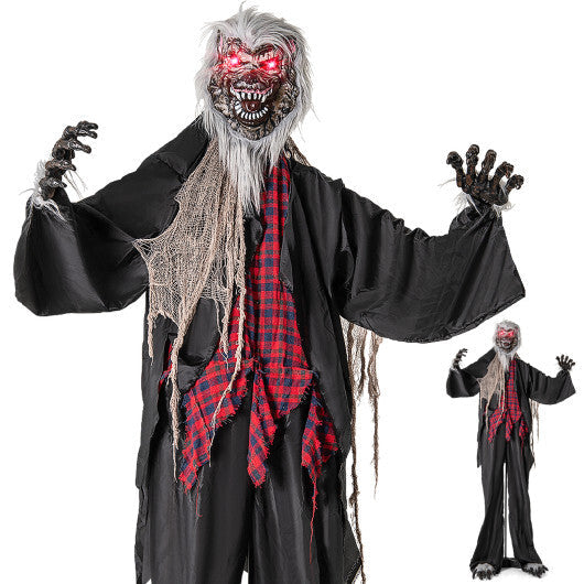 8.2 FT Standing Animatronic Werewolf with Howling Sounds  Red Flashing Eyes and Poseable Arms W2B