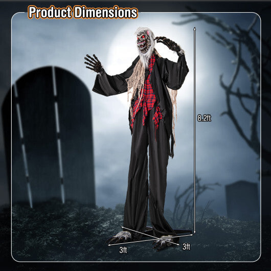 8.2 FT Standing Animatronic Werewolf with Howling Sounds  Red Flashing Eyes and Poseable Arms W2B