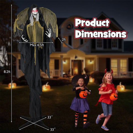 8.2 ft Halloween Standing Witch with Lighted Eyes and Automatic Wing Movement W2B