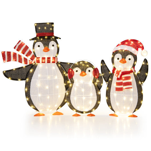 Light up Penguins Christmas Decorations with 194 LED Lights and Zip Ties W2B