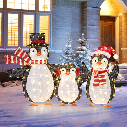 Light up Penguins Christmas Decorations with 194 LED Lights and Zip Ties W2B