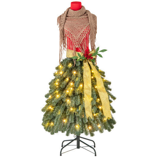5 FT Pre-lit Mannequin Artificial Christmas Tree Dress Form Xmas Tree W2B