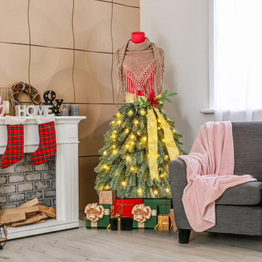 5 FT Pre-lit Mannequin Artificial Christmas Tree Dress Form Xmas Tree W2B