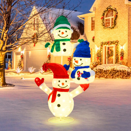 5 FT Stacked Snowman Lighted Christmas Decoration with 110 LED Lights W2B