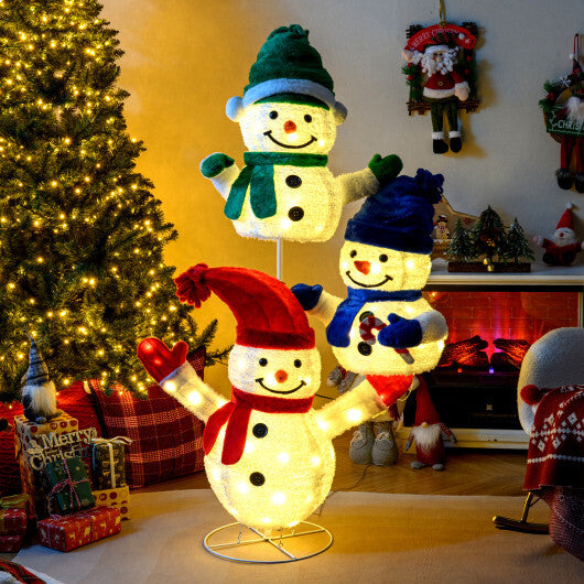 5 FT Stacked Snowman Lighted Christmas Decoration with 110 LED Lights W2B