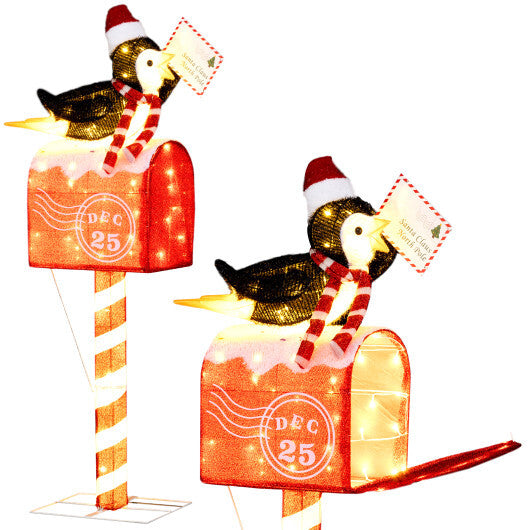 4.8 FT Christmas Lighted Penguin on Mailbox Pre-lit Xmas Decoration with 100 LED Warm White Lights W2B
