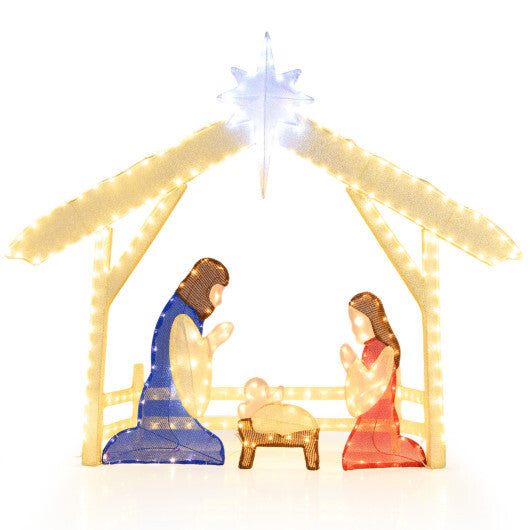 4 Ft Lighted Nativity Scene Pre-lit Christmas Holy Family Set W2B
