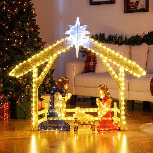 4 Ft Lighted Nativity Scene Pre-lit Christmas Holy Family Set W2B