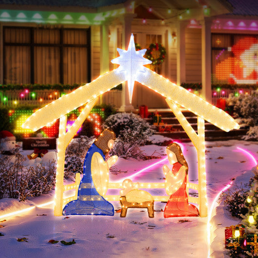 4 Ft Lighted Nativity Scene Pre-lit Christmas Holy Family Set W2B