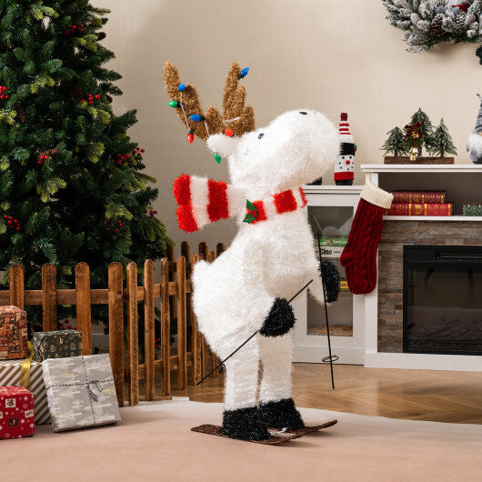 44" Animated Christmas Reindeer Pre-lit Skiing Deer Decoration W2B