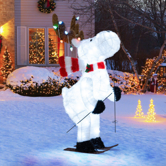 44" Animated Christmas Reindeer Pre-lit Skiing Deer Decoration W2B