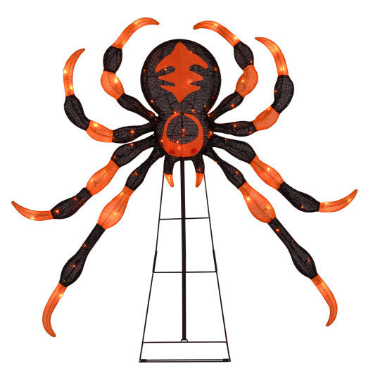52 Inch Halloween Spider Decoration with 16 Flickering Warm White LEDs W2B