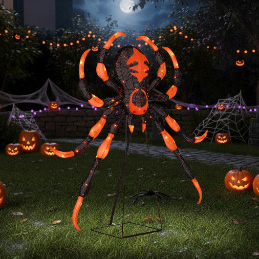 52 Inch Halloween Spider Decoration with 16 Flickering Warm White LEDs W2B