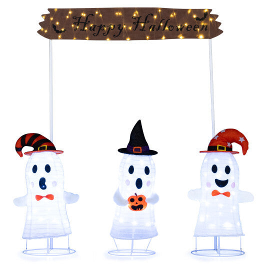4 Pieces Halloween Decoration Pop up Ghosts with Gate and LED Lights W2B