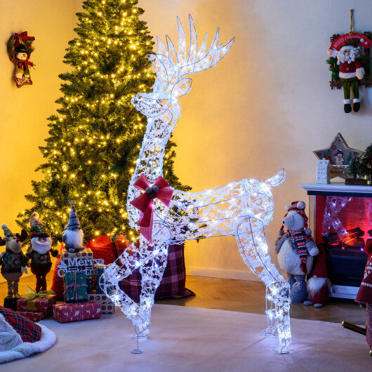 5 Feet Pre-Lit Christmas Reindeer with 100 LED Lights W2B