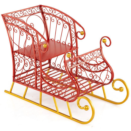 Metal Christmas Santa Sleigh Basket 2-Tier Xmas Santa's Gift Storage Sleigh W2B