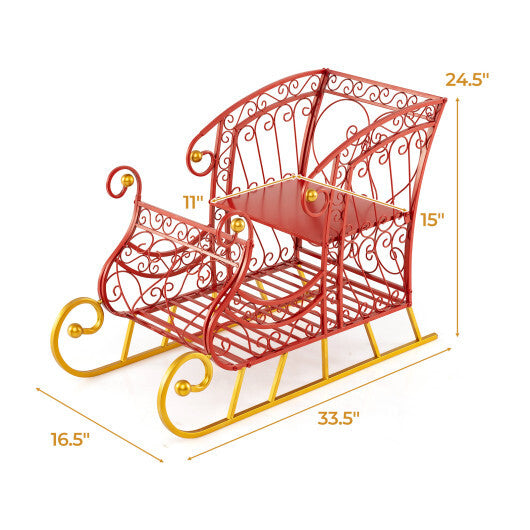 Metal Christmas Santa Sleigh Basket 2-Tier Xmas Santa's Gift Storage Sleigh W2B