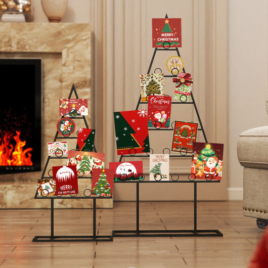 2 Pack Christmas Tree Photo Holder with 36 Round Clips and Metal Hanging Rack-Black W2B