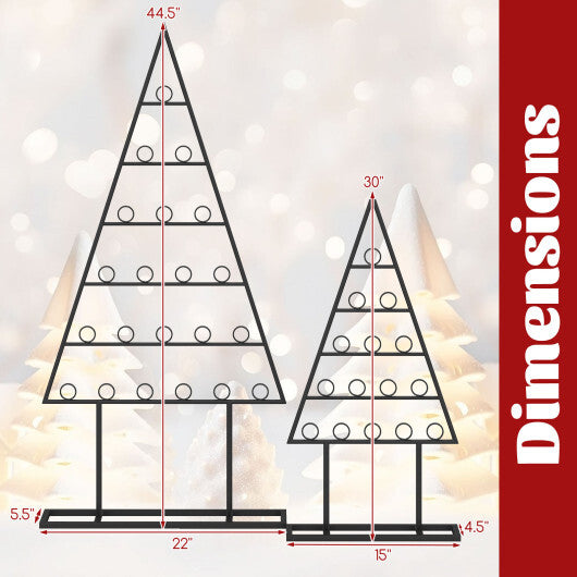 2 Pack Christmas Tree Photo Holder with 36 Round Clips and Metal Hanging Rack-Black W2B