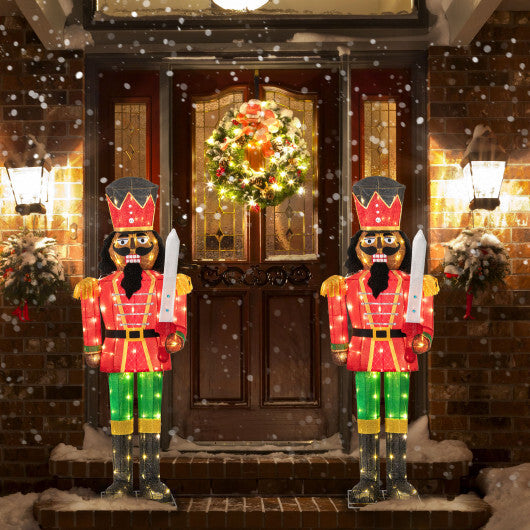 5 FT Lighted Christmas Nutcracker with Glitter Sword for Outdoor W2B