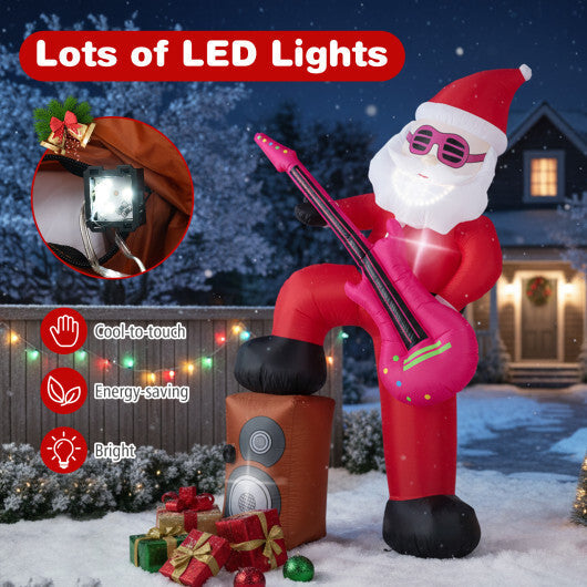 8.4 ft Inflatable Santa Claus with Sound-synced Light Effect and LED Lights W2B