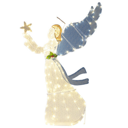 5 Feet Lighted Angel Christmas Decoration with Wings and Warm LED Lights W2B