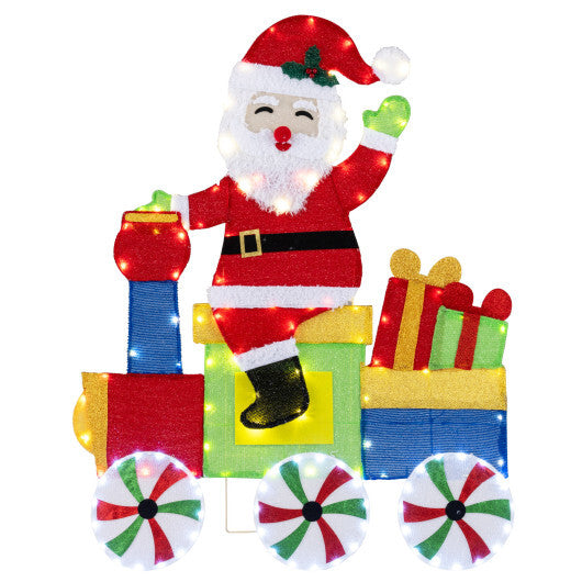 Lighted Santa on Train Christmas Decoration with LED Lights W2B