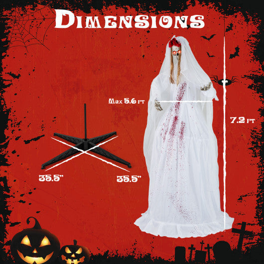 Halloween Animatronic Standing Bride 7.2 FT Haunted House Decoration W2B