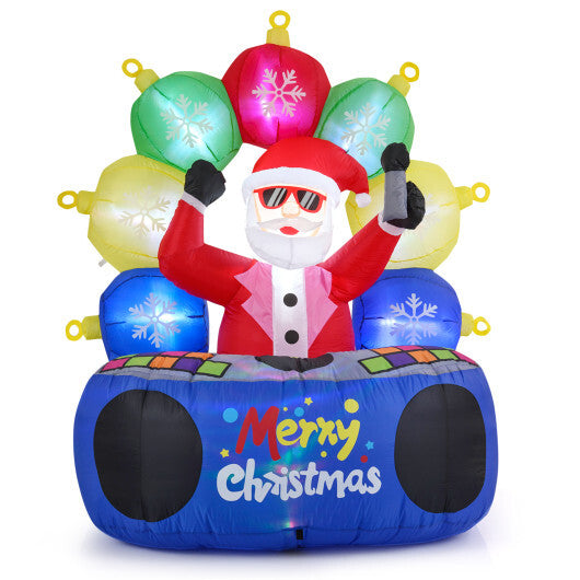 6 Feet Inflatable DJ Santa with Rotating Music Light and Flashing LEDs W2B