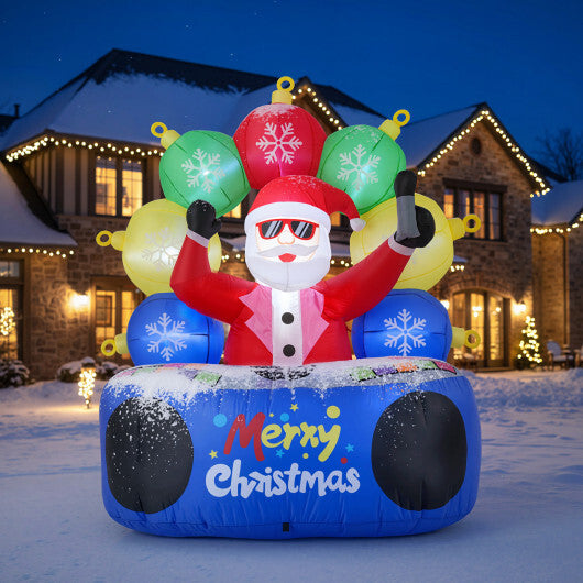 6 Feet Inflatable DJ Santa with Rotating Music Light and Flashing LEDs W2B
