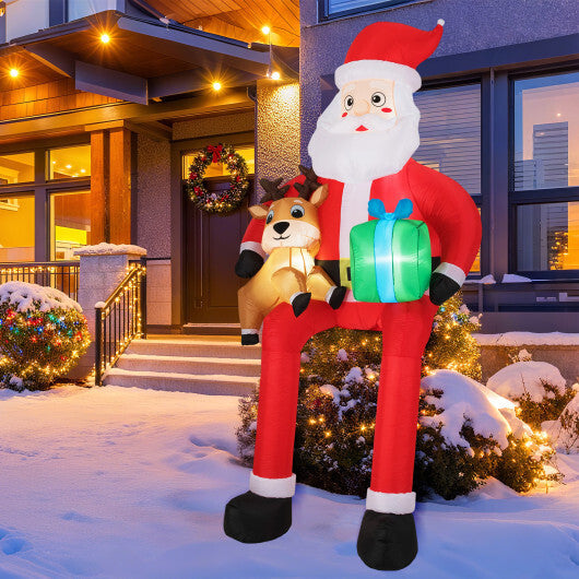 9.5 Feet Christmas Inflatable Santa Outdoor Decoratio with Built-in LED Lights W2B