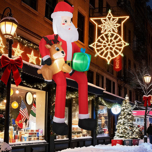9.5 Feet Christmas Inflatable Santa Outdoor Decoratio with Built-in LED Lights W2B