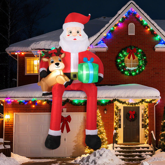 9.5 Feet Christmas Inflatable Santa Outdoor Decoratio with Built-in LED Lights W2B