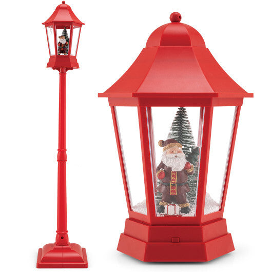 5.3 Feet Musical Christmas Street Lamp with 60 Warm White LED Lights-Red W2B