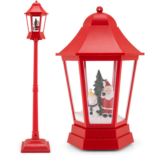 5.3 Feet Musical Christmas Street Lamp with Blowing Snow and LED Lights-Red W2B