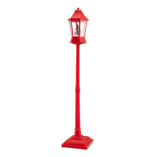 5.3 Feet Musical Christmas Street Lamp with Blowing Snow and LED Lights-Red W2B