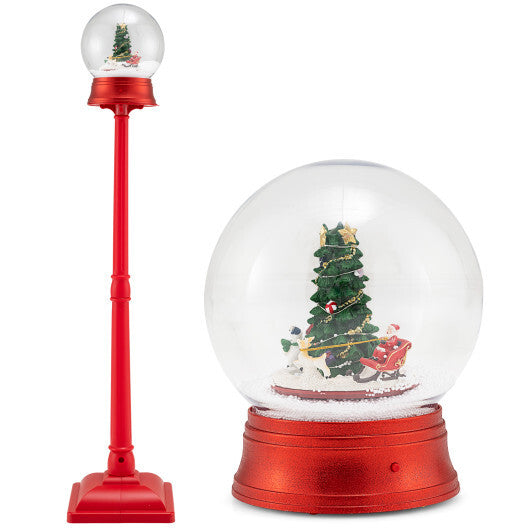 5 Ft Musical Christmas Street Lamp with 8 Tunes and Blowing Snow-Red W2B