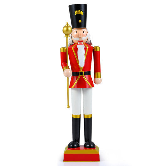 32.5 Inch Christmas Nutcracker with High Hat and Beautiful Scepter-White & Golden W2B
