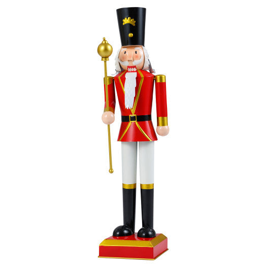 32.5 Inch Christmas Nutcracker with High Hat and Beautiful Scepter-White & Golden W2B