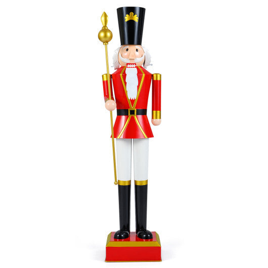 4 FT Christmas Nutcracker with High Hat & Beautiful Scepter-White & Golden W2B