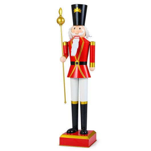 4 FT Christmas Nutcracker with High Hat & Beautiful Scepter-White & Golden W2B