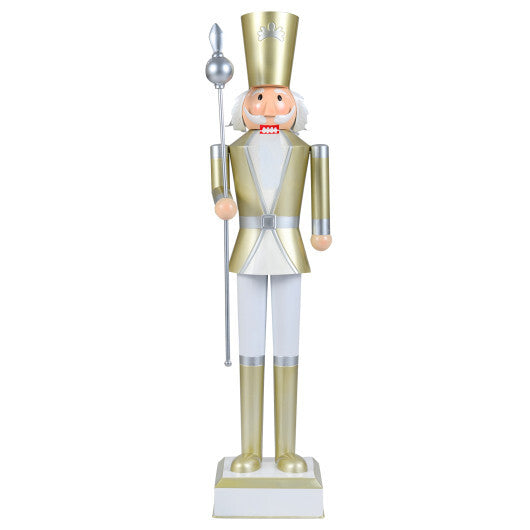 4 FT Christmas Nutcracker with High Hat & Beautiful Scepter-White & Golden W2B