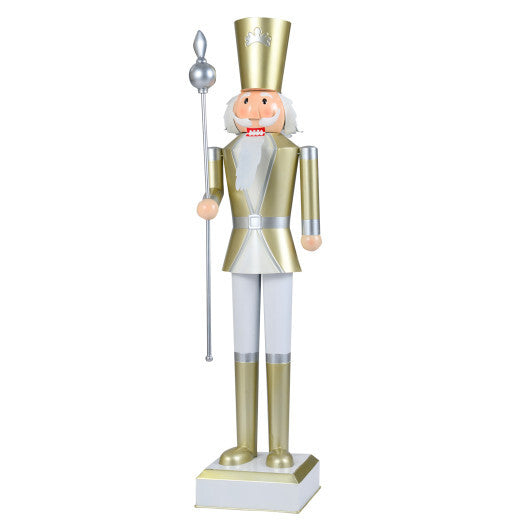 4 FT Christmas Nutcracker with High Hat & Beautiful Scepter-White & Golden W2B
