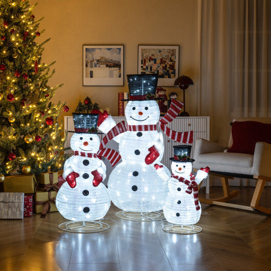 3-Piece Pre-Lit 3D Snowman Set with 270 LED Lights W2B