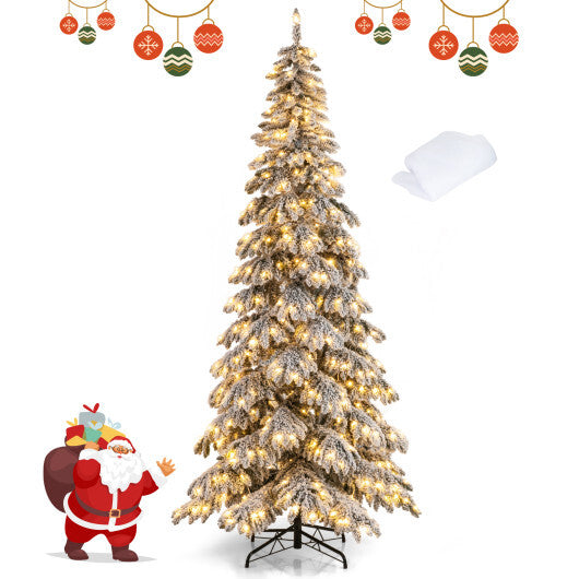9 Feet Pre-Lit Artificial Xmas Tree Hinged Xmas Tree with Quick Power Connectors