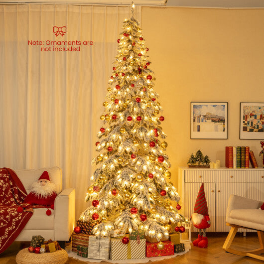 9 Feet Pre-Lit Artificial Xmas Tree Hinged Xmas Tree with Quick Power Connectors