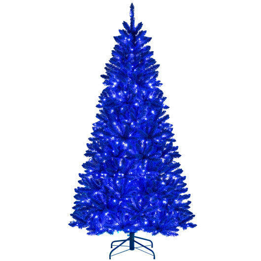 Pre-Lit Artificial Christmas Tree with 340 Blue LED Lights and 3 Modes-7 ft W2B