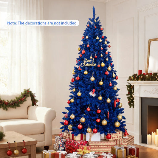 Pre-Lit Artificial Christmas Tree with 340 Blue LED Lights and 3 Modes-7 ft W2B